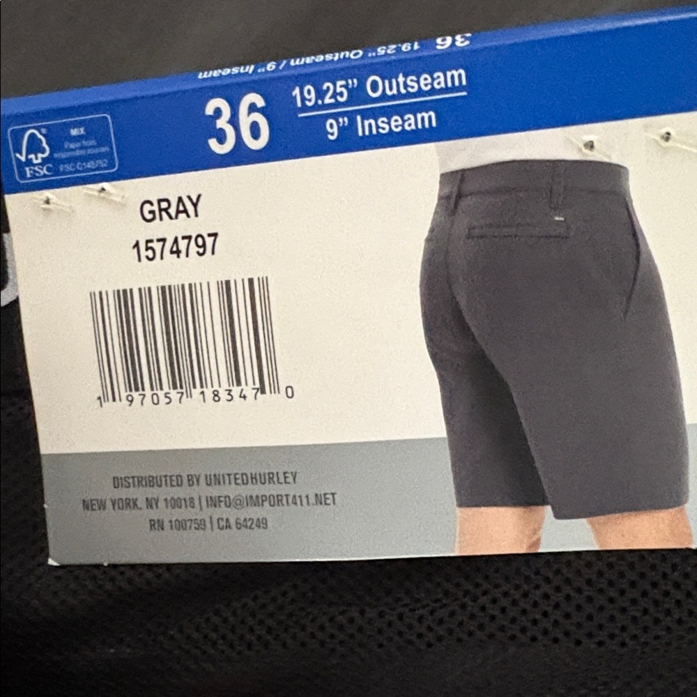 Hurley NWT Charcoal Casual Hybrid Walkshort Size 36 - Picture 10 of 13